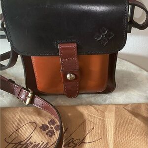 Patricia Nash Brown and Black Leather Lari Crossbody